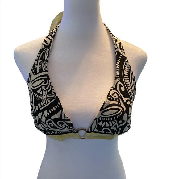 Hula Honey Other - Hula Honey Bikini Top only Yellow Black White Double Tie, Around Neck and Back M